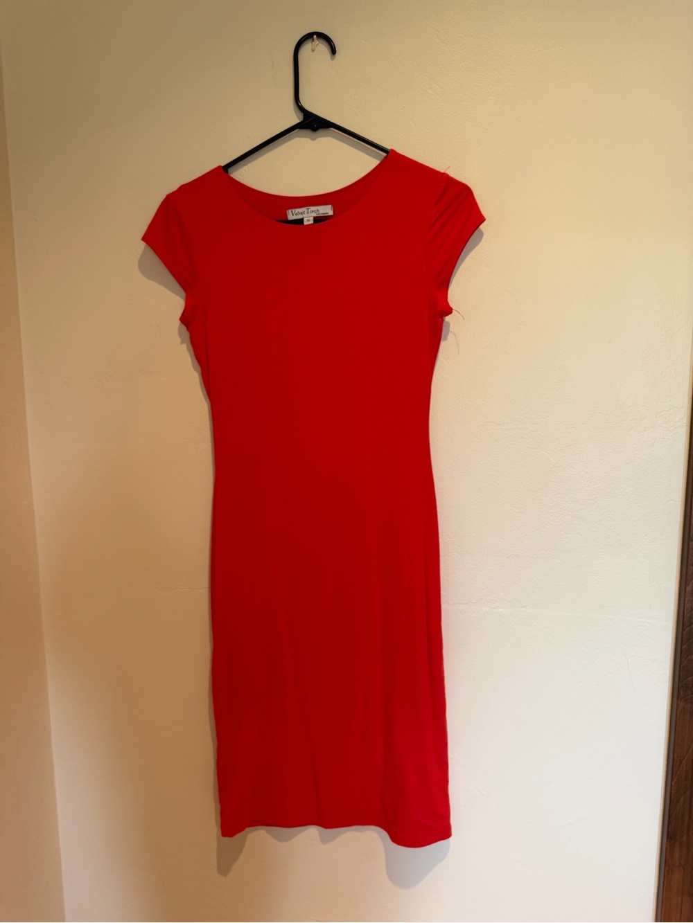 Velvet Torch Red Cap Sleeve Midi Dress
